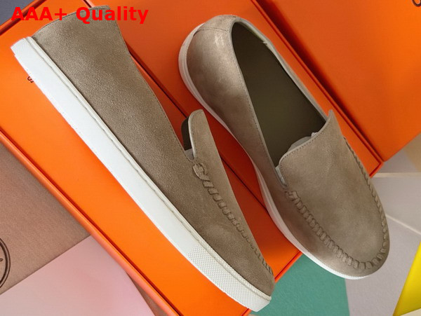 Hermes Julian Loafer in Etoupe Suede Calfskin Replica