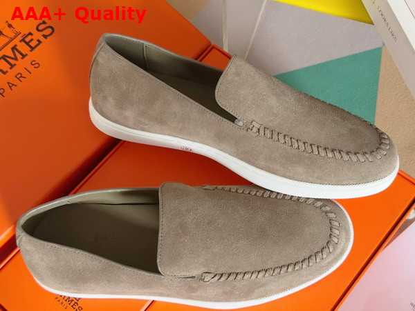 Hermes Julian Loafer in Etoupe Suede Calfskin Replica