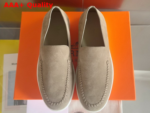 Hermes Julian Loafer in Etoupe Suede Calfskin Replica