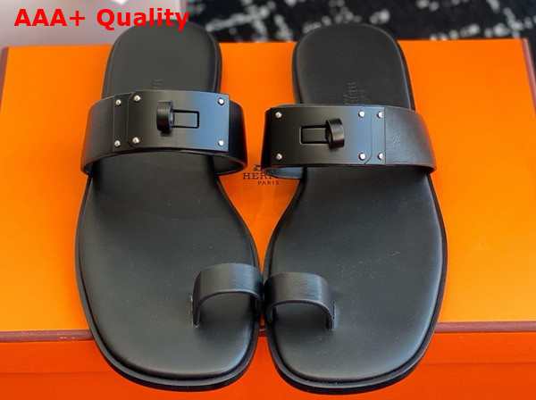 Hermes July Sandal in Black Calfskin Replica