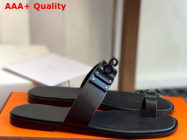 Hermes July Sandal in Black Calfskin Replica