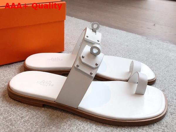Hermes July Sandal in Blanc Calfskin Replica
