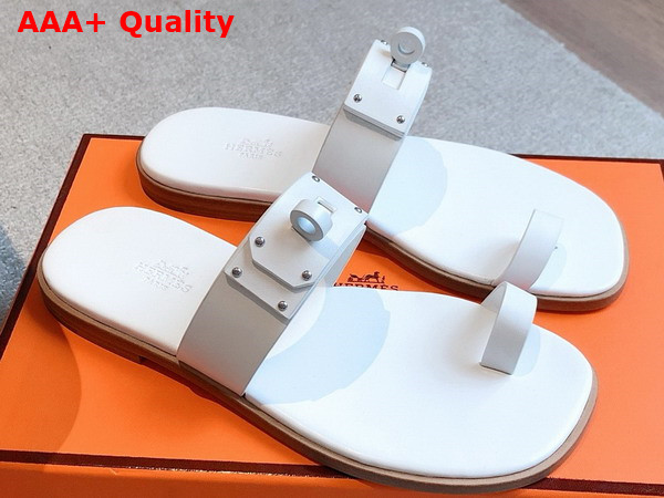 Hermes July Sandal in Blanc Calfskin Replica