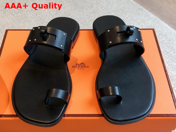 Hermes July Sandal in Noir Calfskin Replica