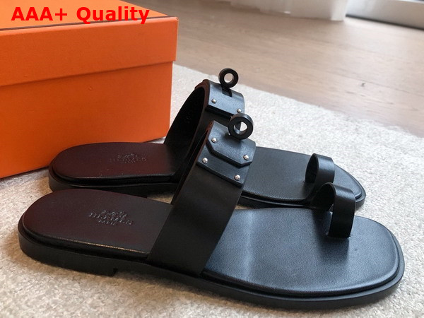 Hermes July Sandal in Noir Calfskin Replica