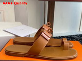 Hermes July Sandal in Tan Calfskin Replica
