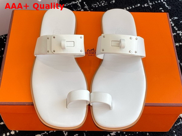 Hermes July Sandal in White Calfskin Replica