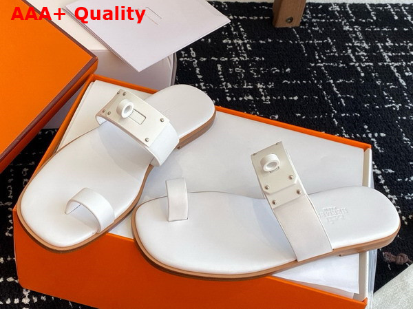 Hermes July Sandal in White Calfskin Replica