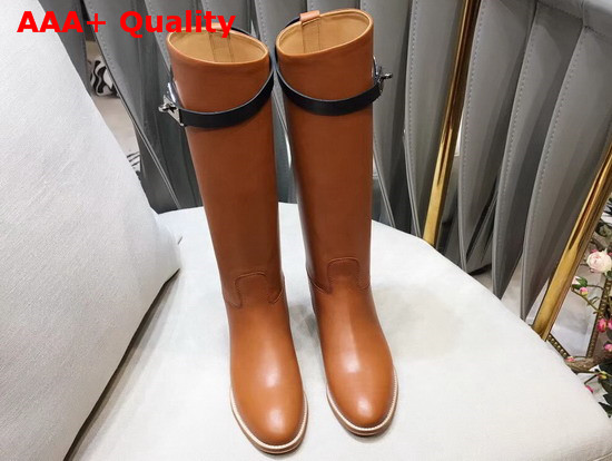 Hermes Jumping Boot Brown Box Calfskin with Kelly Strap Replica