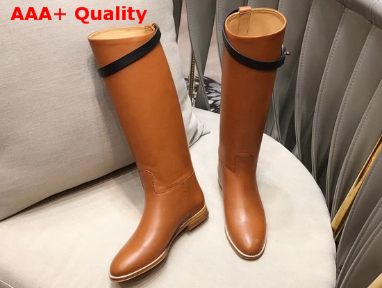 Hermes Jumping Boot Brown Box Calfskin with Kelly Strap Replica