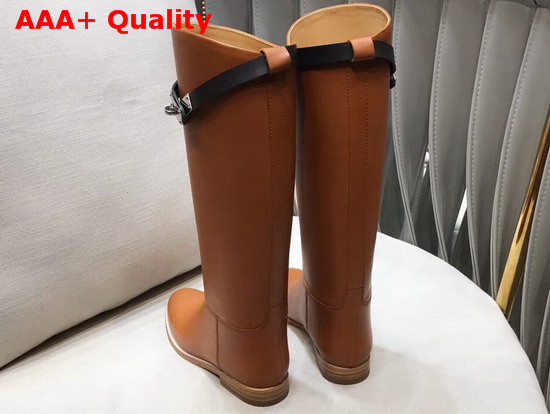 Hermes Jumping Boot Brown Box Calfskin with Kelly Strap Replica