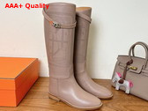 Hermes Jumping Boot in Beige Embroidered Calfskin Replica