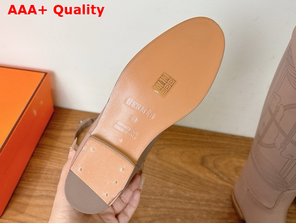 Hermes Jumping Boot in Beige Embroidered Calfskin Replica