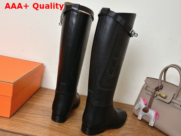 Hermes Jumping Boot in Black Embroidered Calfskin Replica