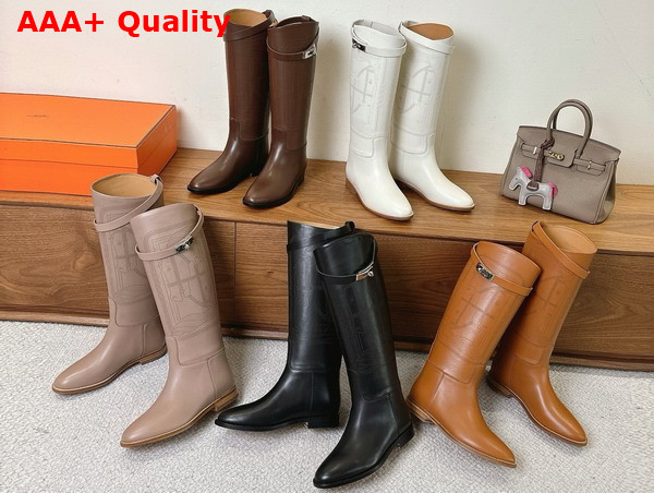 Hermes Jumping Boot in Black Embroidered Calfskin Replica