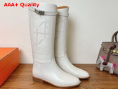 Hermes Jumping Boot in Blanc Embroidered Calfskin Replica
