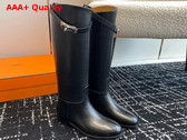 Hermes Jumping Boot in Box Calfskin with Iconic Palladium Plated Buckle Noir Replica