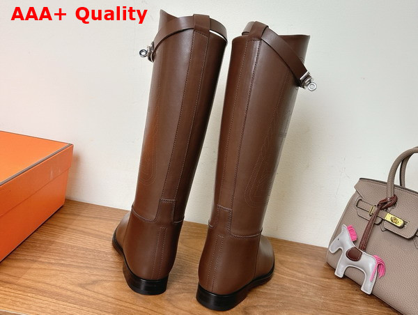 Hermes Jumping Boot in Chocolate Embroidered Calfskin Replica