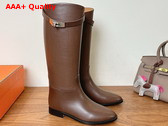 Hermes Jumping Boot in Chocolate Embroidered Calfskin Replica