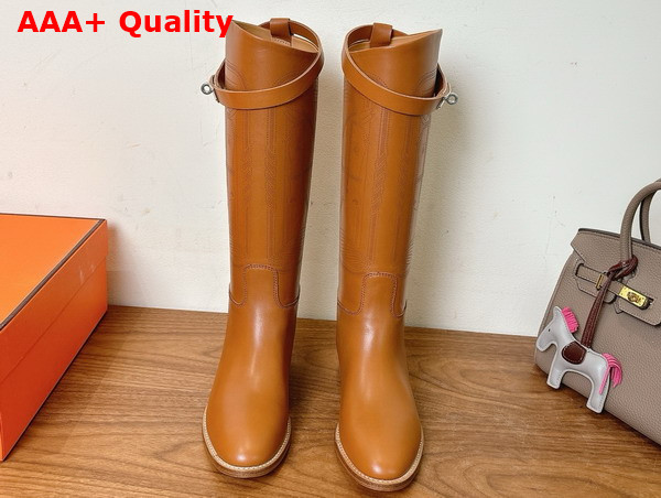 Hermes Jumping Boot in Naturel Embroidered Calfskin Replica