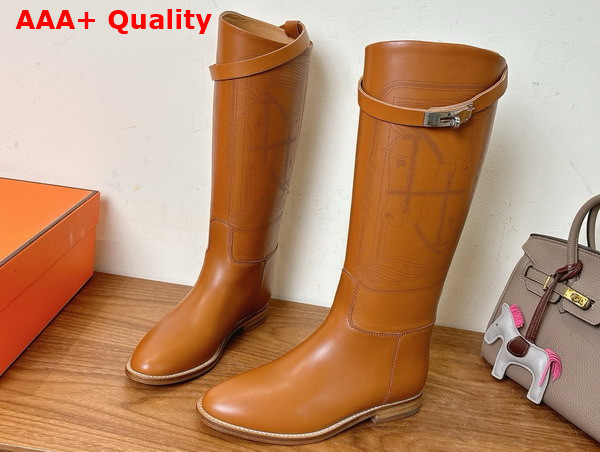 Hermes Jumping Boot in Naturel Embroidered Calfskin Replica
