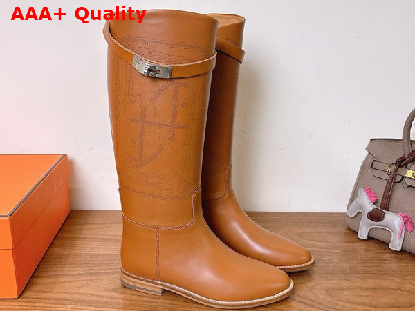 Hermes Jumping Boot in Naturel Embroidered Calfskin Replica