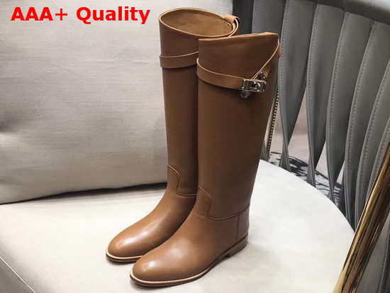 Hermes Jumping Boot in Tan Box Calfskin with Kelly Strap Replica