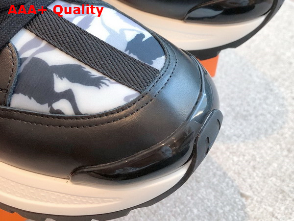 Hermes Jumpy Sneaker in Black Multicolor Technical Jersey and Calfskin Replica
