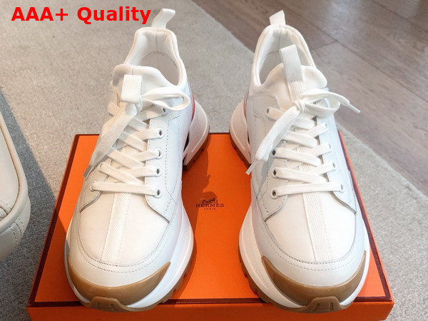 Hermes Jumpy Sneaker in Blanc Technical Jersey and Calfskin Replica