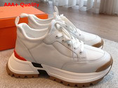 Hermes Jumpy Sneaker in Blanc Technical Jersey and Calfskin Replica