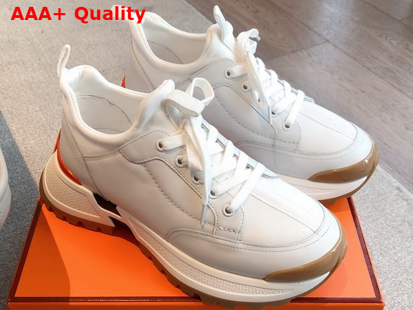 Hermes Jumpy Sneaker in Blanc Technical Jersey and Calfskin Replica