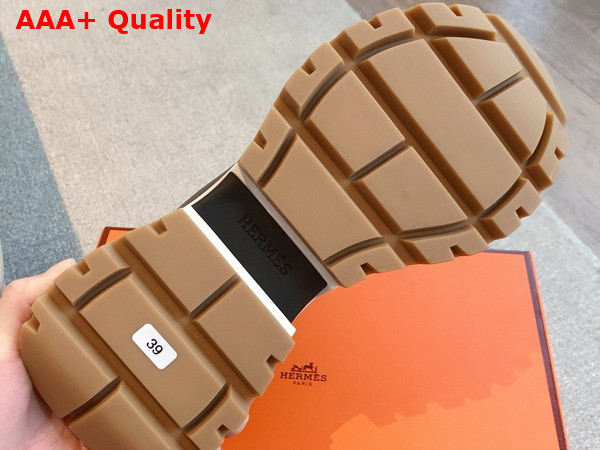 Hermes Jumpy Sneaker in Chocolate Technical Jersey and Calfskin Replica