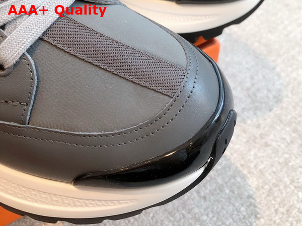 Hermes Jumpy Sneaker in Grey Technical Jersey and Calfskin Replica