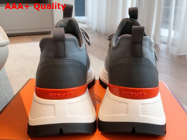 Hermes Jumpy Sneaker in Grey Technical Jersey and Calfskin Replica
