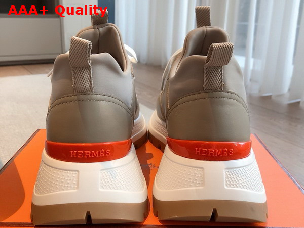 Hermes Jumpy Sneaker in Light Grey Technical Jersey and Calfskin Replica
