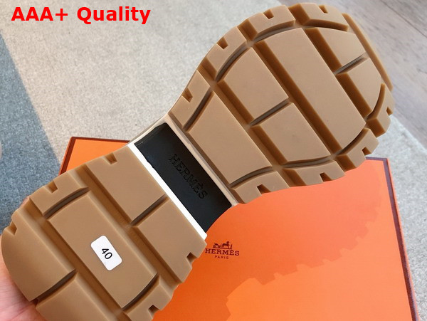 Hermes Jumpy Sneaker in Light Grey Technical Jersey and Calfskin Replica