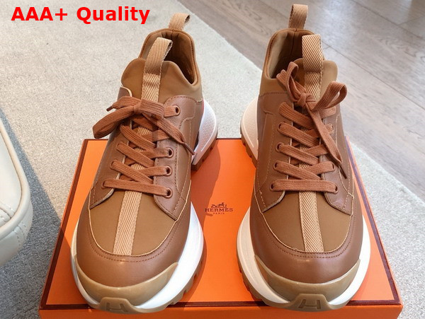 Hermes Jumpy Sneaker in Naturel Technical Jersey and Calfskin Replica