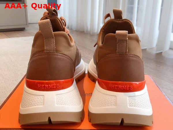 Hermes Jumpy Sneaker in Naturel Technical Jersey and Calfskin Replica