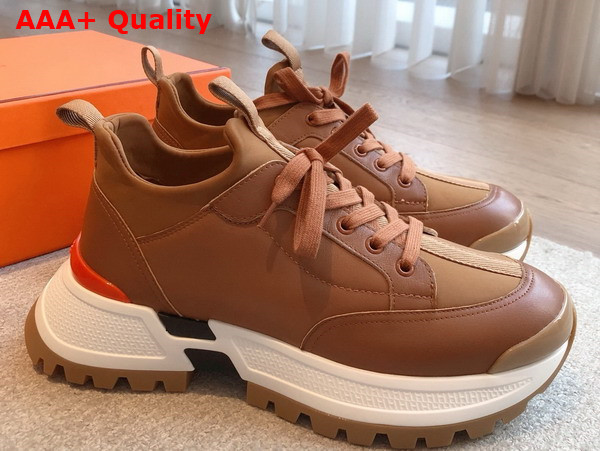 Hermes Jumpy Sneaker in Naturel Technical Jersey and Calfskin Replica