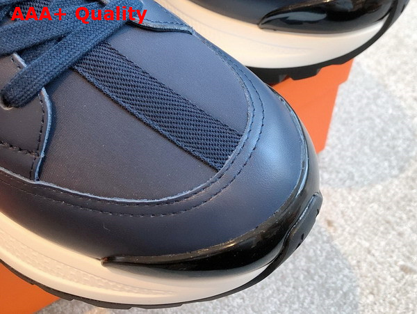 Hermes Jumpy Sneaker in Navy Technical Jersey and Calfskin Replica