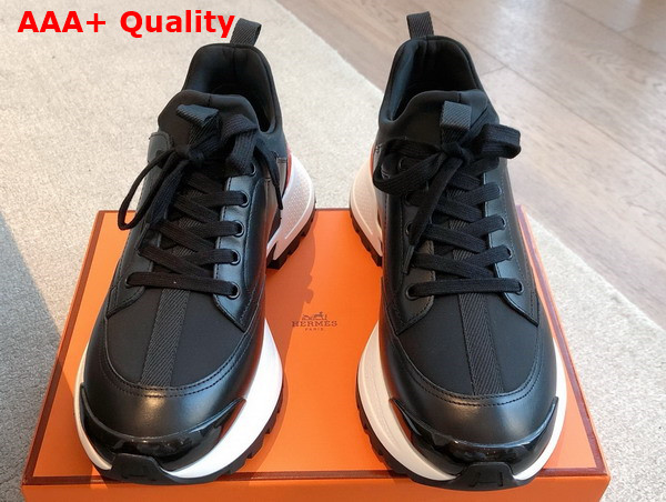 Hermes Jumpy Sneaker in Noir Technical Jersey and Calfskin Replica