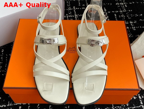 Hermes June Sandal in Blanc Calfskin Replica