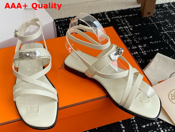 Hermes June Sandal in Blanc Calfskin Replica