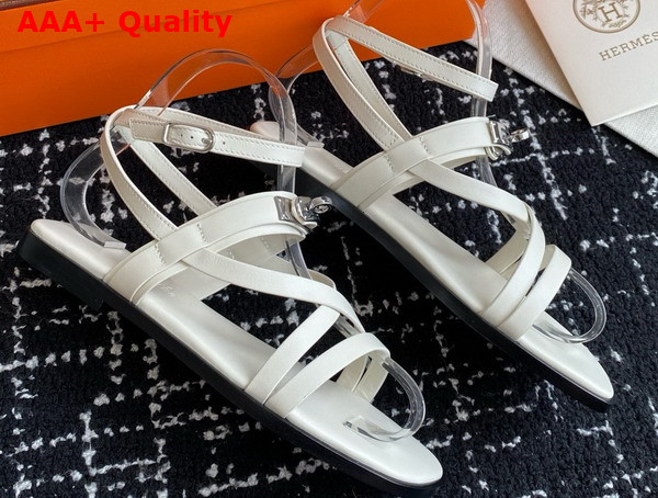 Hermes June Sandal in Blanc Calfskin Replica