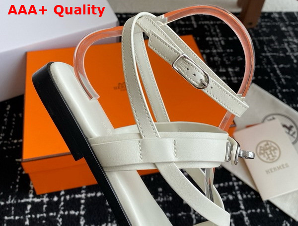 Hermes June Sandal in Blanc Calfskin Replica