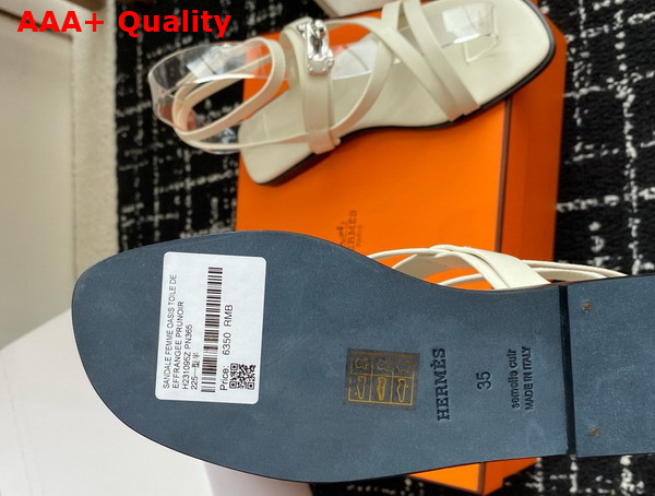 Hermes June Sandal in Blanc Calfskin Replica