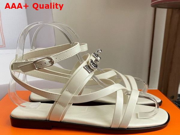 Hermes June Sandal in Blanc Calfskin Replica