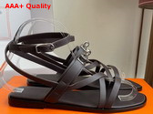 Hermes June Sandal in Dark Brown Calfskin Replica