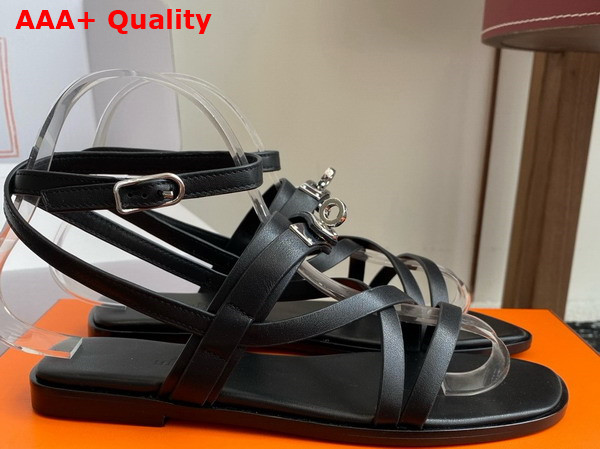Hermes June Sandal in Noir Calfskin Replica