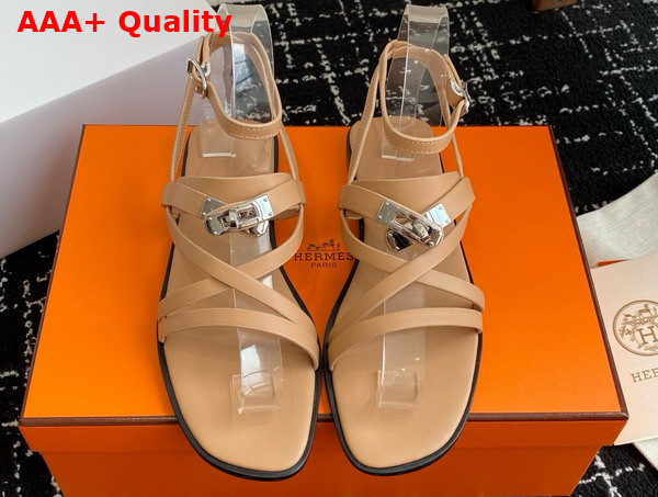 Hermes June Sandal in Oat Milk Calfskin Replica